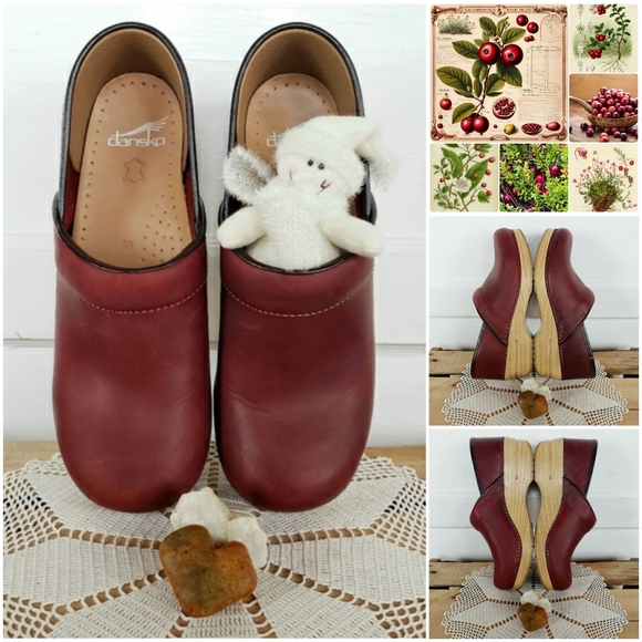 ROse RED Dansko Pro Honey Clog Oiled Leather Festive Cottage Boho 37 38 39 41 42 - Picture 5 of 9